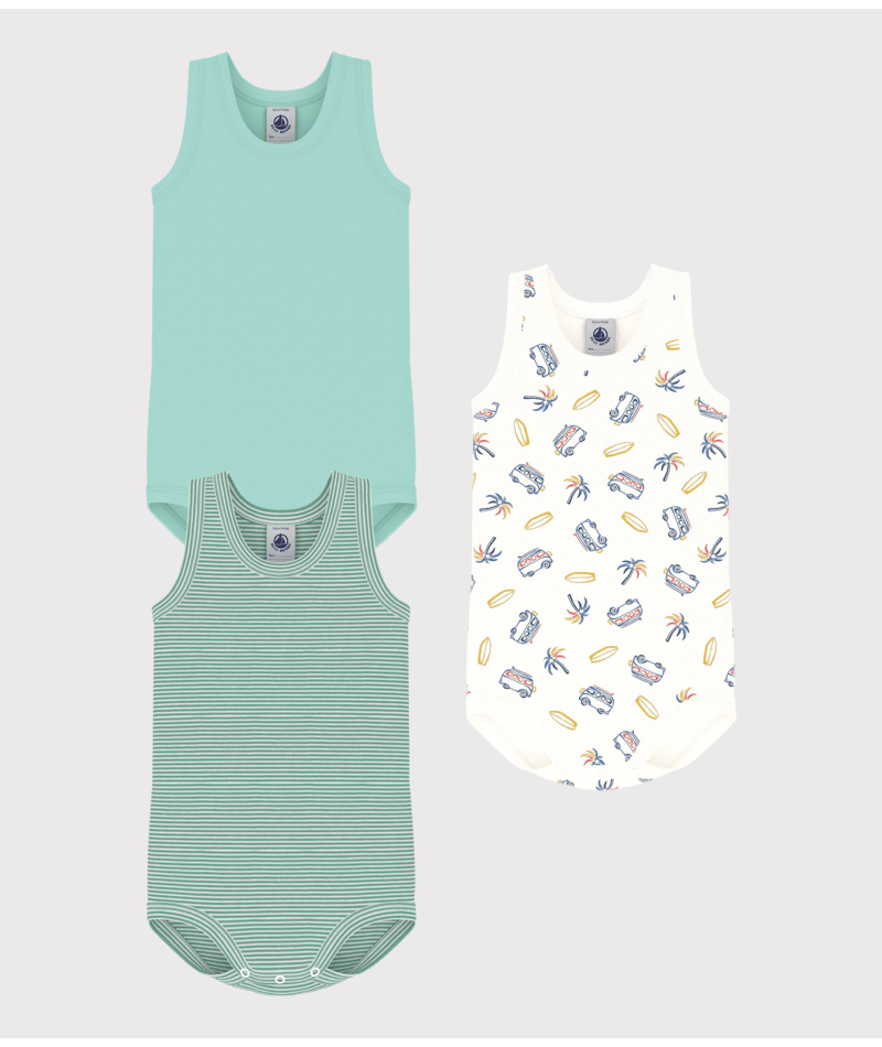 Set di tre body per neonati Petit Bateau multicolore senza maniche - Rubino Kids
