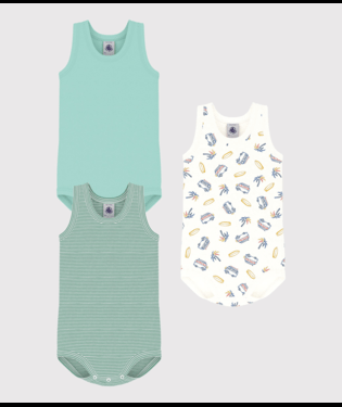 Set di tre body per neonati Petit Bateau multicolore senza maniche - Rubino Kids