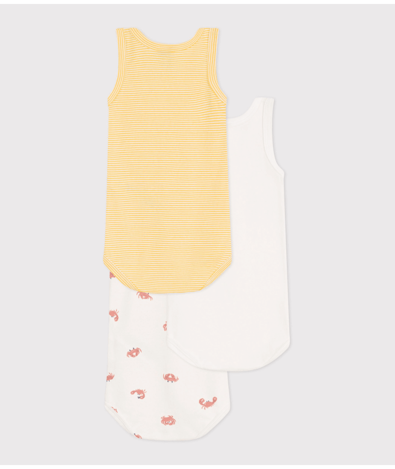 Set di tre body per neonati Petit Bateau multicolore senza maniche - Rubino Kids