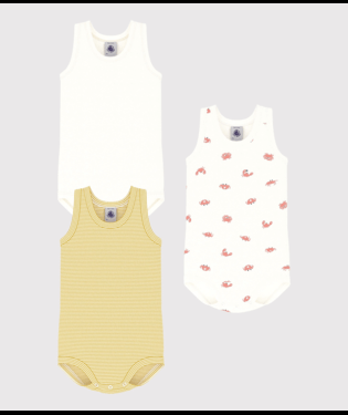 Set di tre body per neonati Petit Bateau multicolore senza maniche - Rubino Kids
