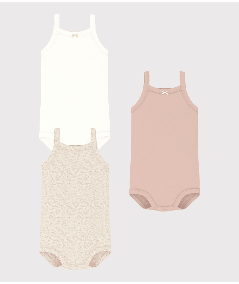 Set di tre body per neonati Petit Bateau multicolore senza maniche - Rubino Kids