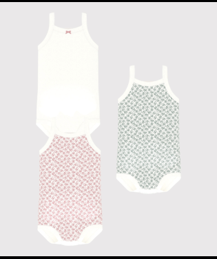 Set di tre body per neonati Petit Bateau multicolore senza maniche - Rubino Kids