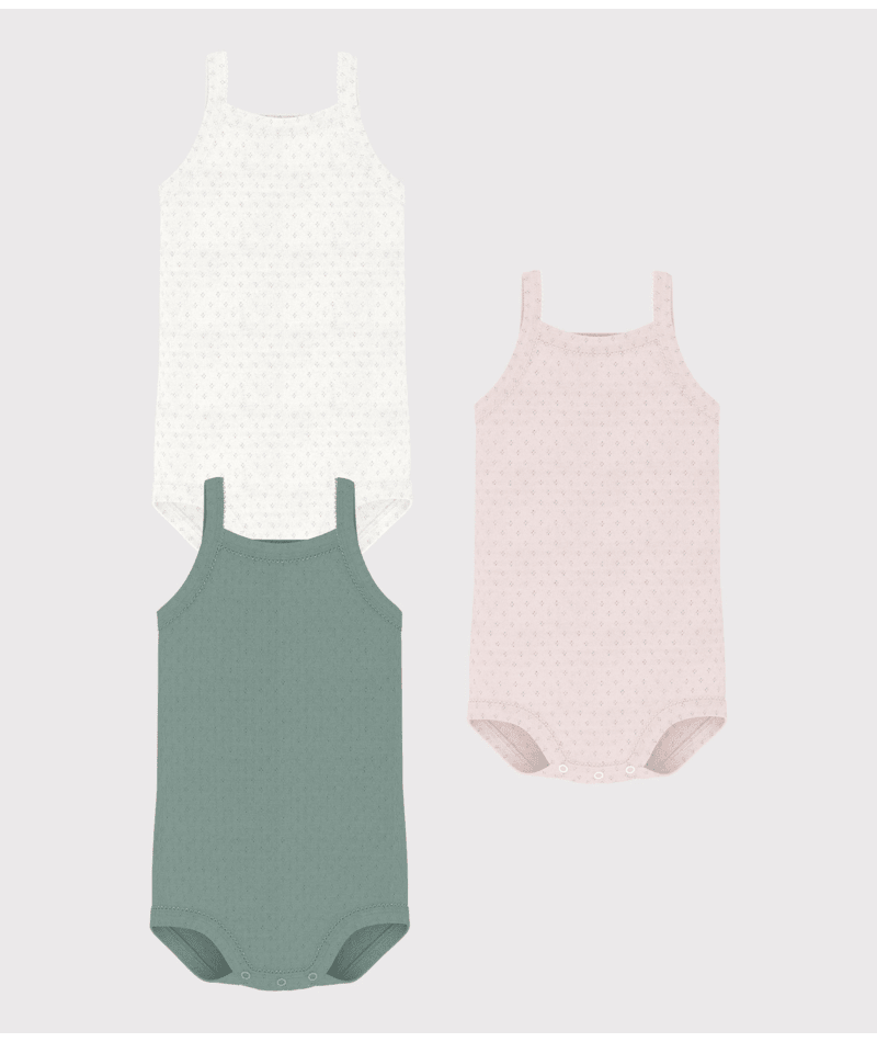Set di tre body per neonati Petit Bateau multicolore senza maniche - Rubino Kids