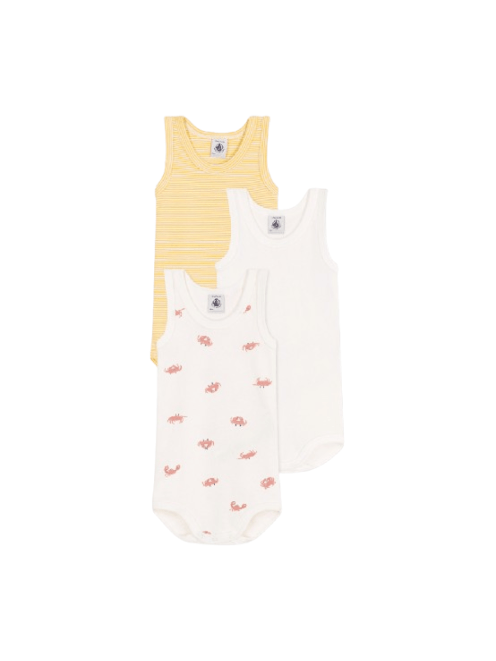 Set di tre body per neonati Petit Bateau multicolore senza maniche - Rubino Kids