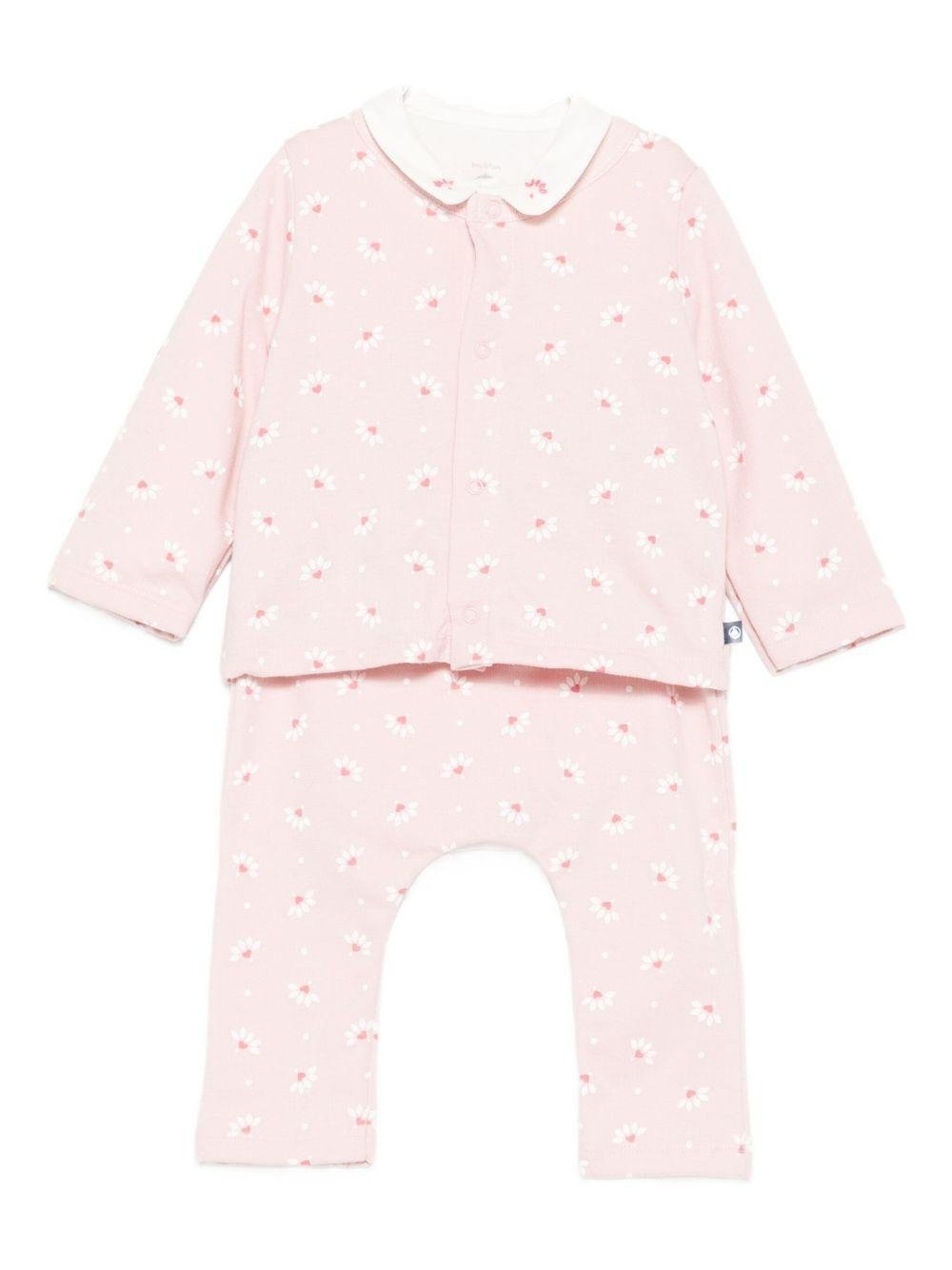 Set di tre per neonata Petit Bateau rosa con stampa floreale - Rubino Kids