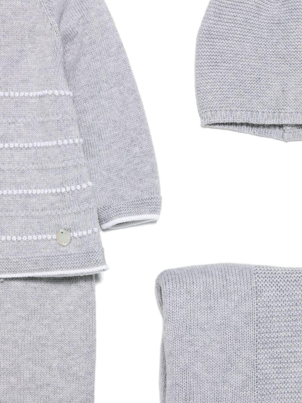 Set di tre tutina cappello e coperta per neonato Paz Rodrìguez grigio con dettagli a righe - Rubino Kids