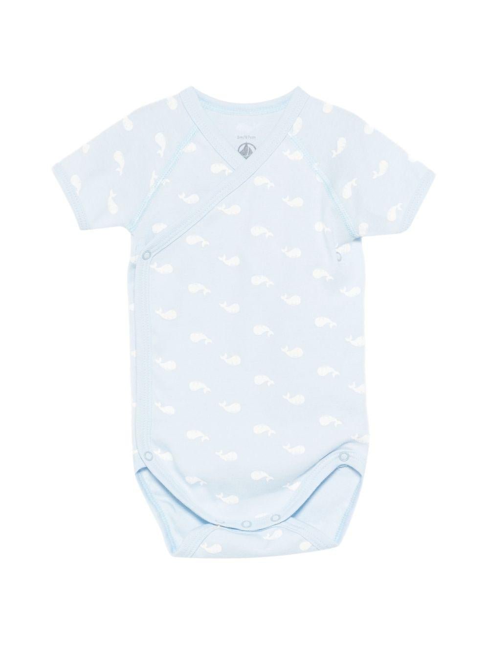 Set di tre tutine per neonato Petit Bateau azzurre con motivo balene - Rubino Kids