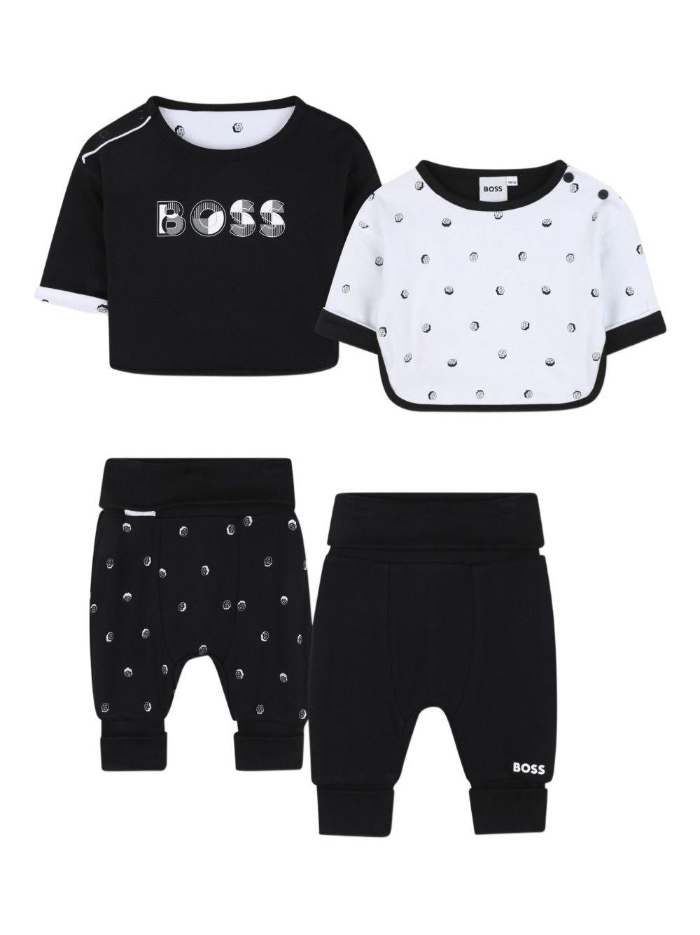 Set double face T-shirt e pantaloni per neonato Boss kidswear multicolor con logo - Rubino Kids