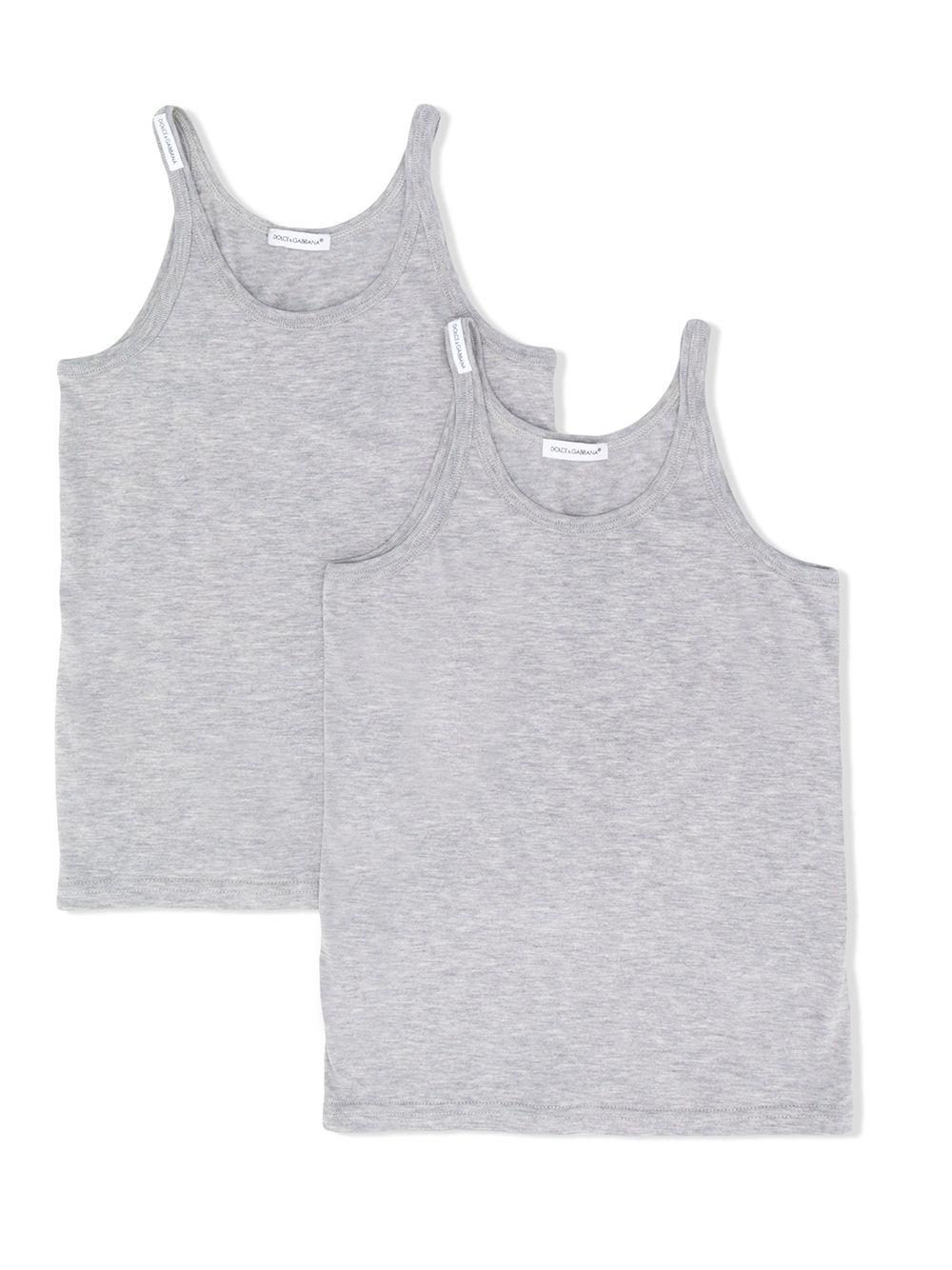 Set due canotte per bambino Dolce & Gabbana Kids grigio con targhetta logo - Rubino Kids