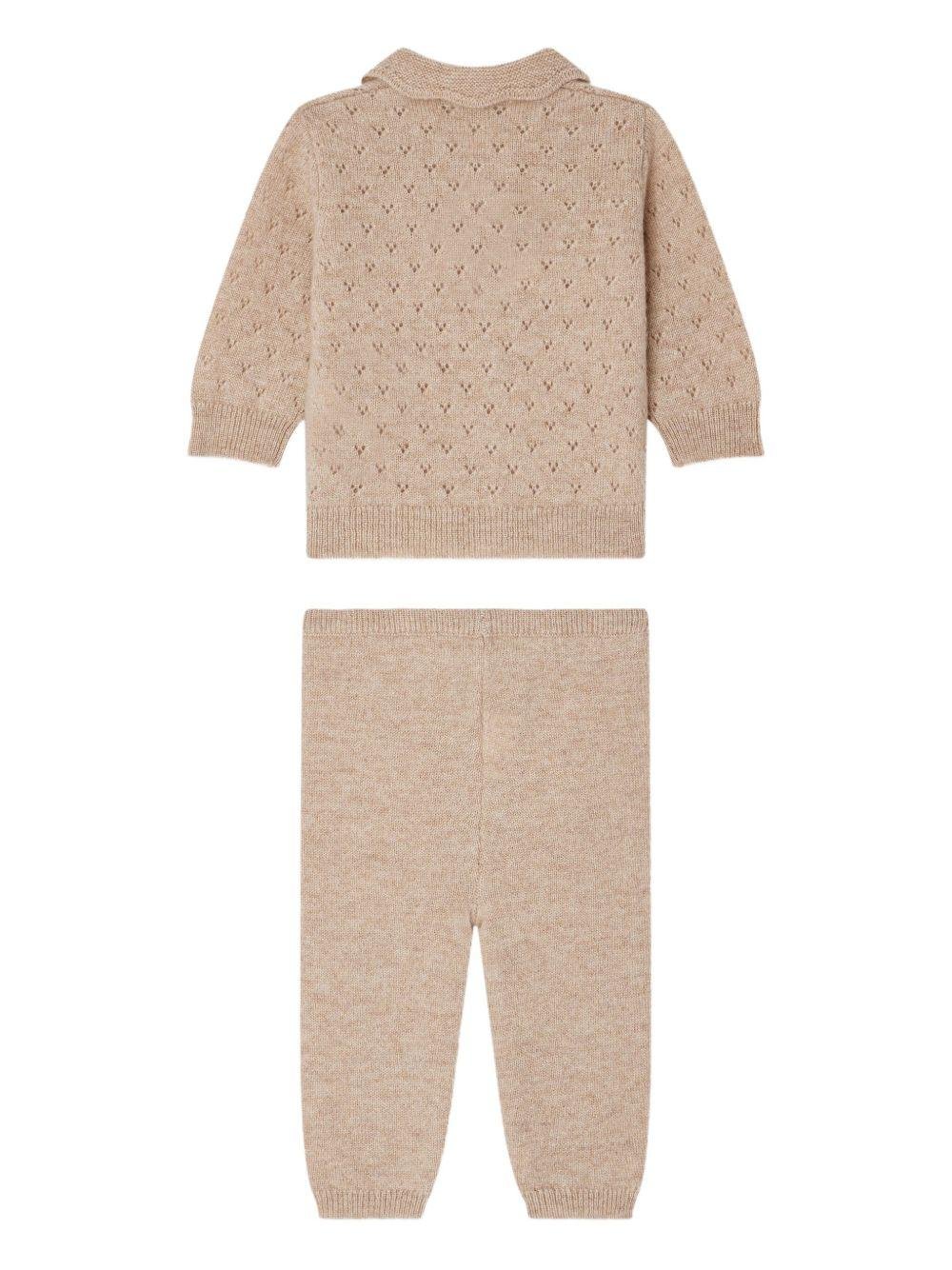 Set due pezzi per neonata Bonpoint beige con bottoni - Rubino Kids