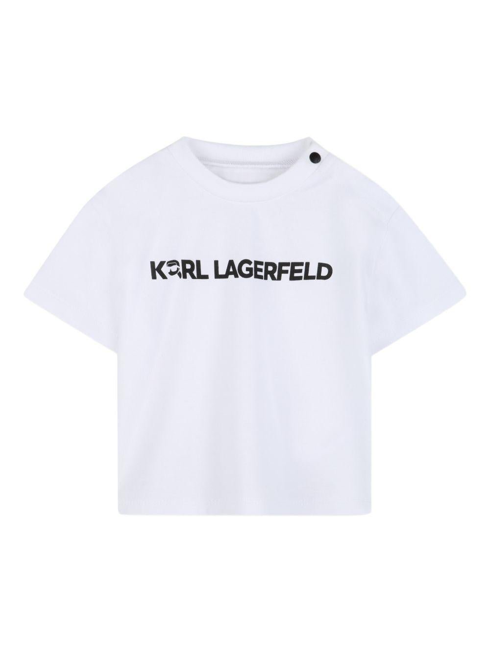 Set due pezzi per neonato Karl Lagerfiel Kids bianco con stampa logo sul davanti - Rubino Kids