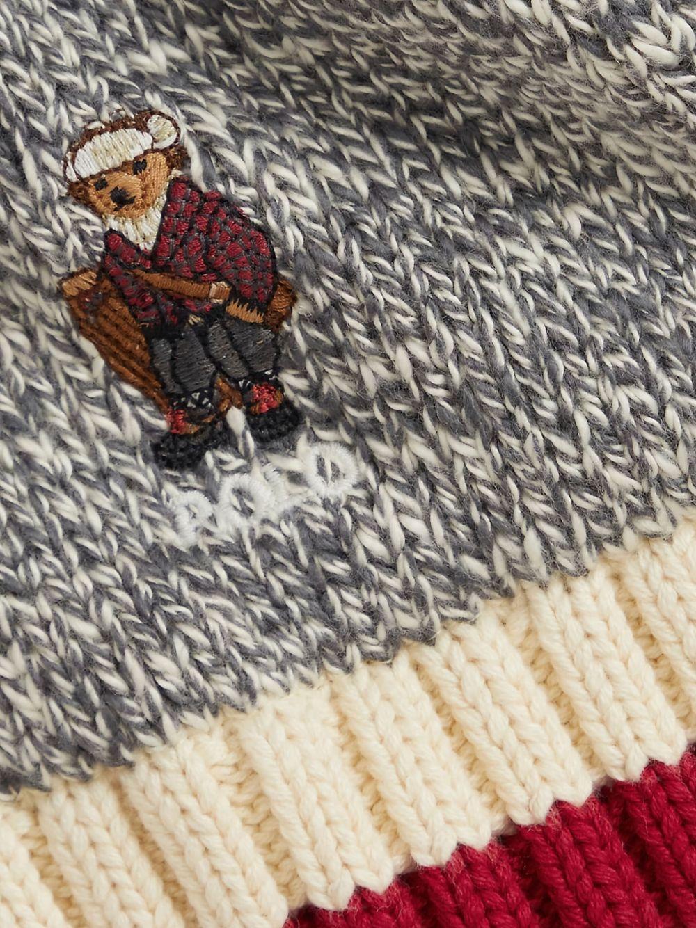 Set due pezzi sciarpa e berretto per bambino Polo Ralph Lauren Kids grigio con ricamo Polo Bear - Rubino Kids