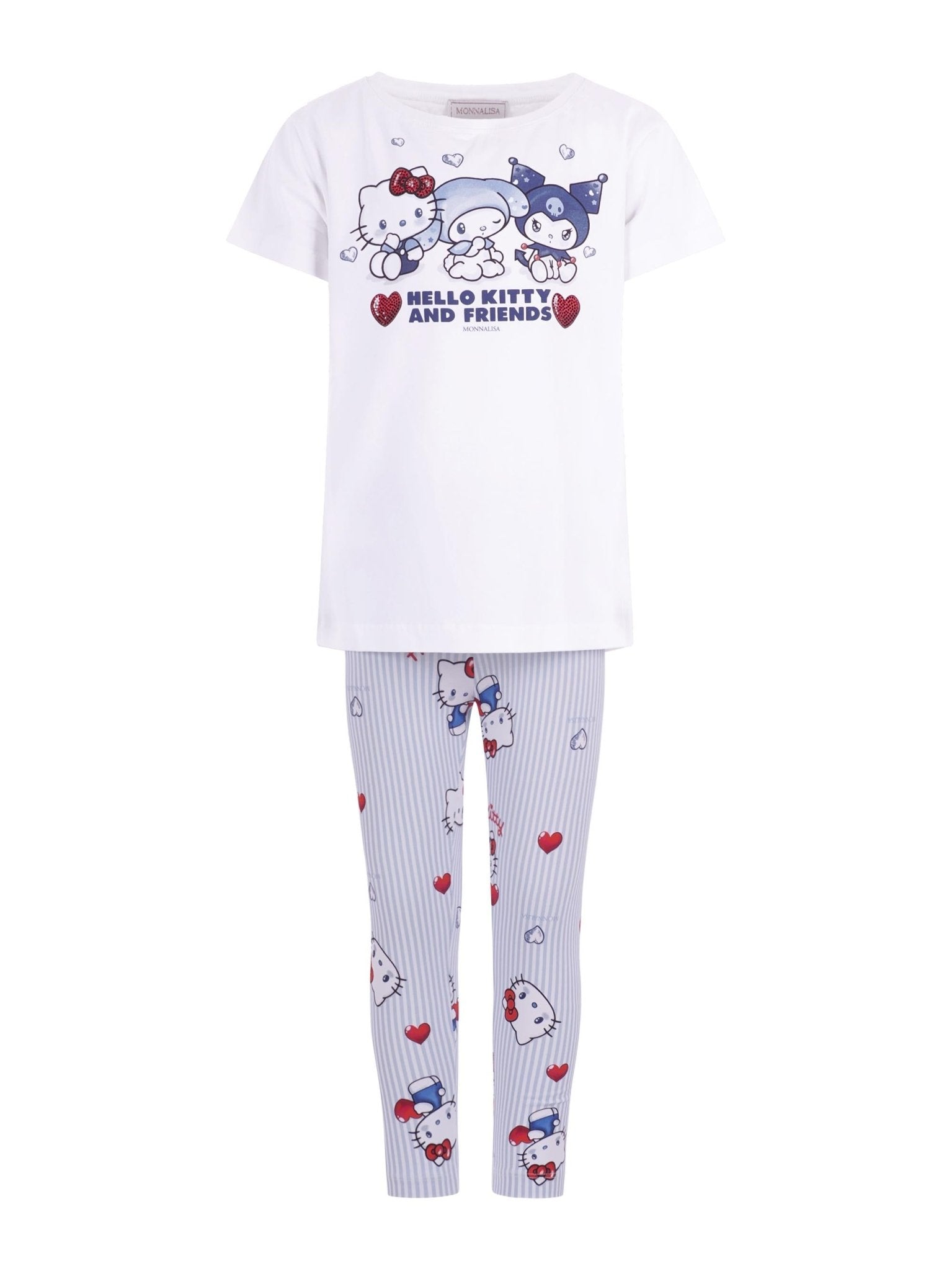 Set due pezzi top e pantaloni per bambina Monnalisa con stampa grafica sul davanti - Rubino Kids