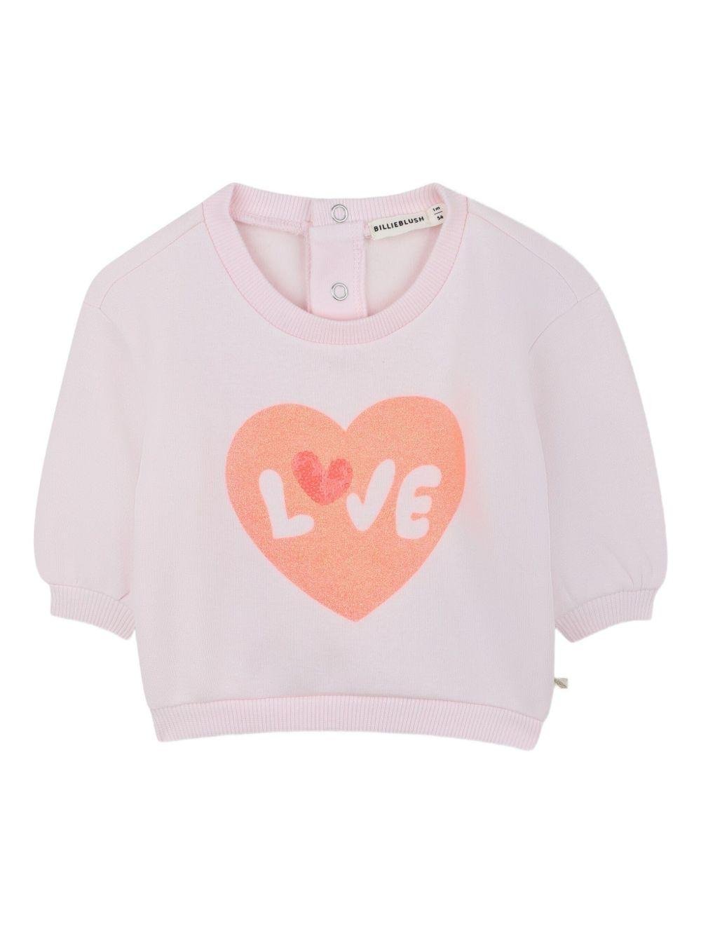 Set felpa e pantaloni per neonata Billieblush rosa con stampa Love - Rubino Kids