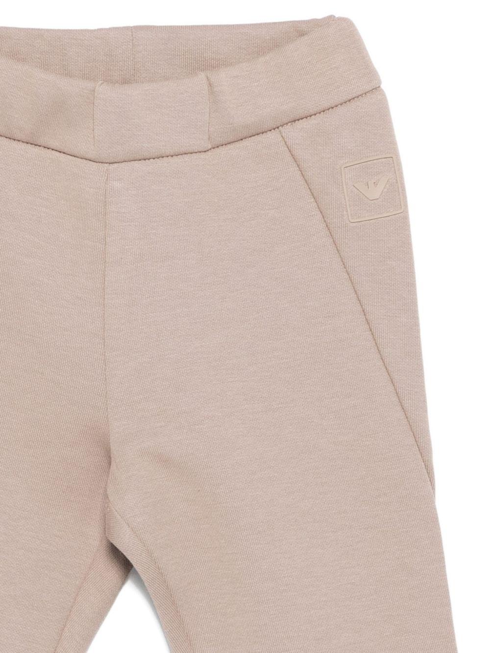 Set felpa e pantaloni per neonato Emporio Armani Kids beige con logo - Rubino Kids