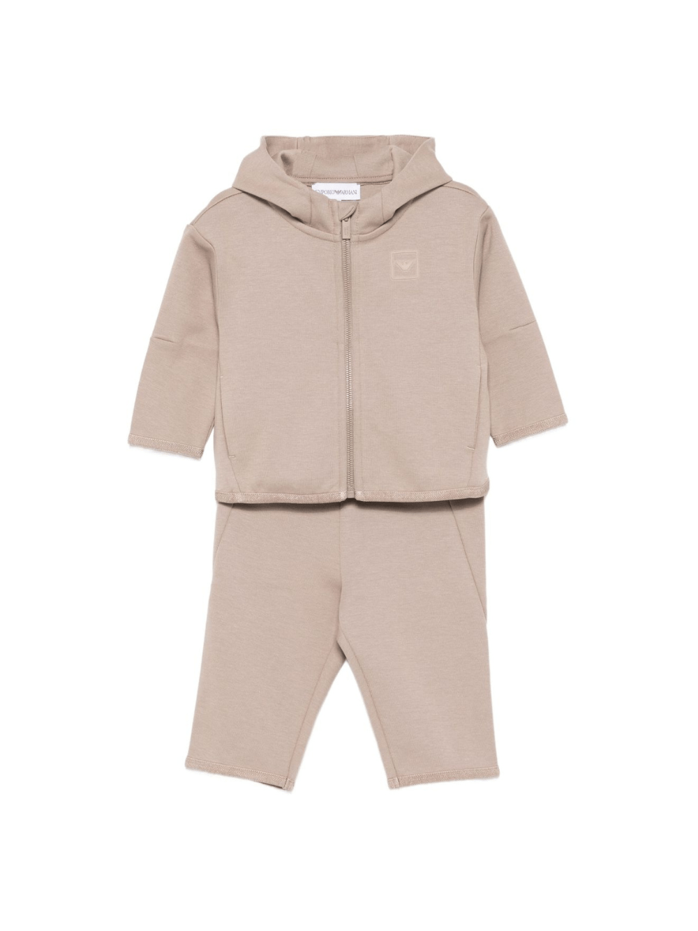 Set felpa e pantaloni per neonato Emporio Armani Kids beige con logo - Rubino Kids