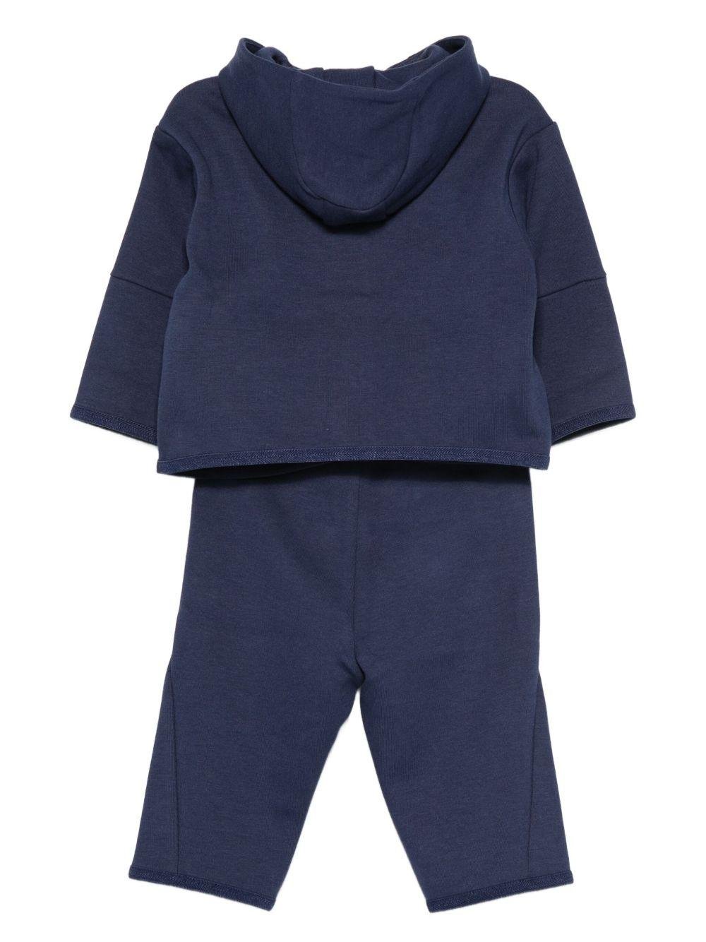 Set felpa e pantaloni per neonato Emporio Armani Kids blu navy con logo - Rubino Kids