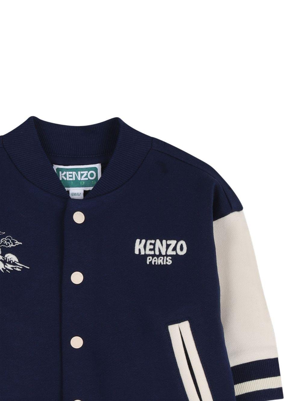 Set felpa e pantaloni per neonato Kenzo Kids blu e bianco con logo - Rubino Kids