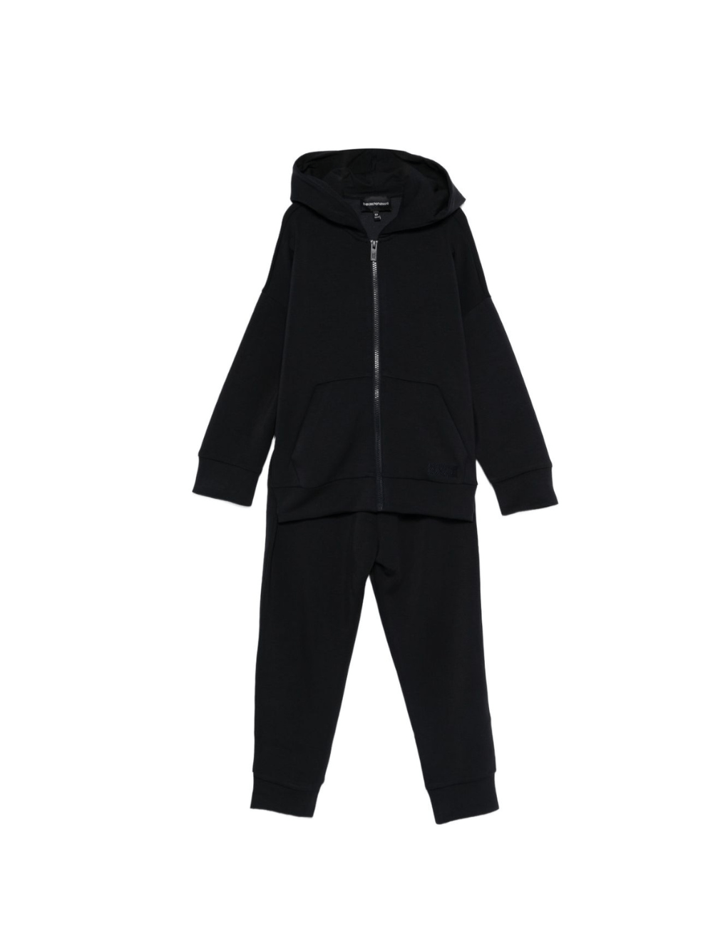 Set felpa e pantaloni sportivi per bambino Emporio Armani Kids blu con cappuccio - Rubino Kids