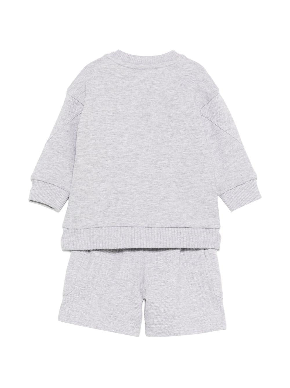 Set felpa e shorts per neonato Givenchy Kids grigio con tasca sul davanti - Rubino Kids