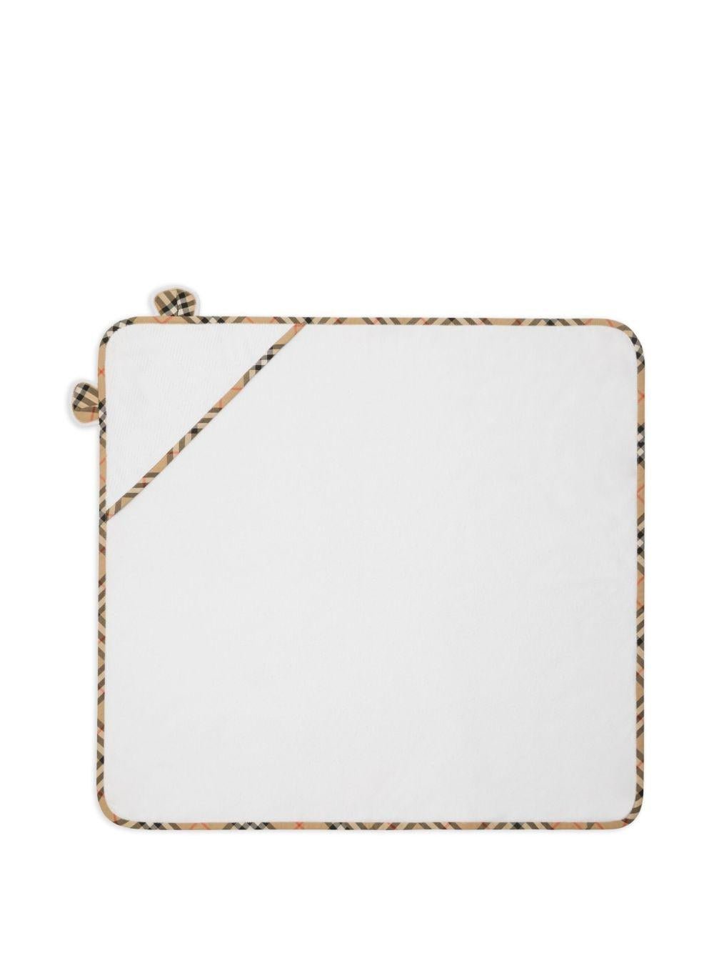 Set guanto e asciugamano per neonati Burberry Kids bianco con motivo vintage check - Rubino Kids