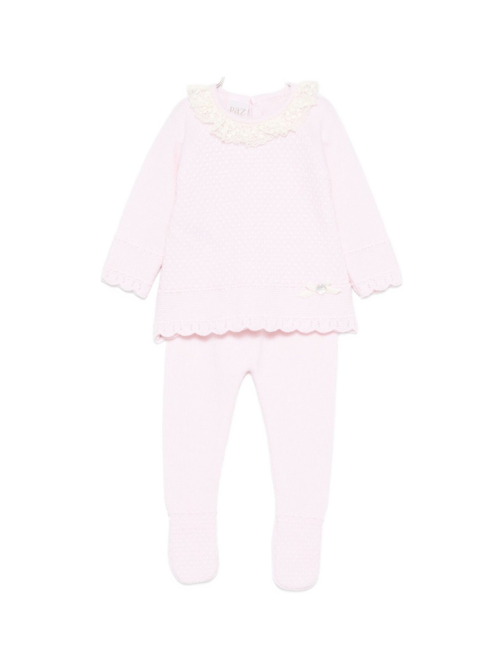 Set maglia e pantaloni per neonata Paz Rodríguez rosa con maglia in pizzo - Rubino Kids