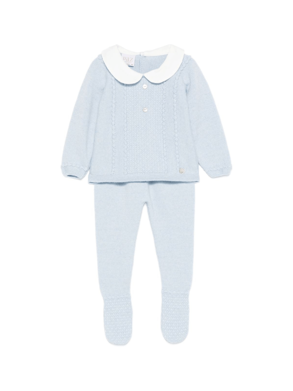 Set maglia e pantaloni per neonato Paz Rodríguez azzurro con colletto alla Peter Pan - Rubino Kids