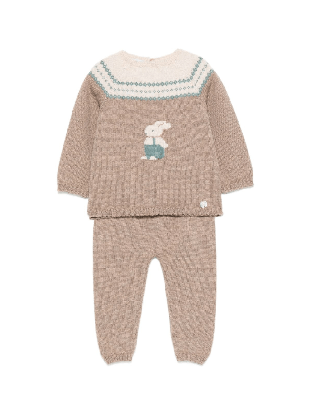 Set maglia e pantaloni per neonato Paz Rodríguez beige con motivo fair - isle - Rubino Kids
