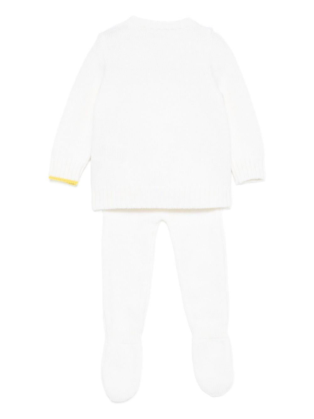 Set maglione e pantaloni per neonata Gensami Kids bianco con dettaglio fiocco - Rubino Kids