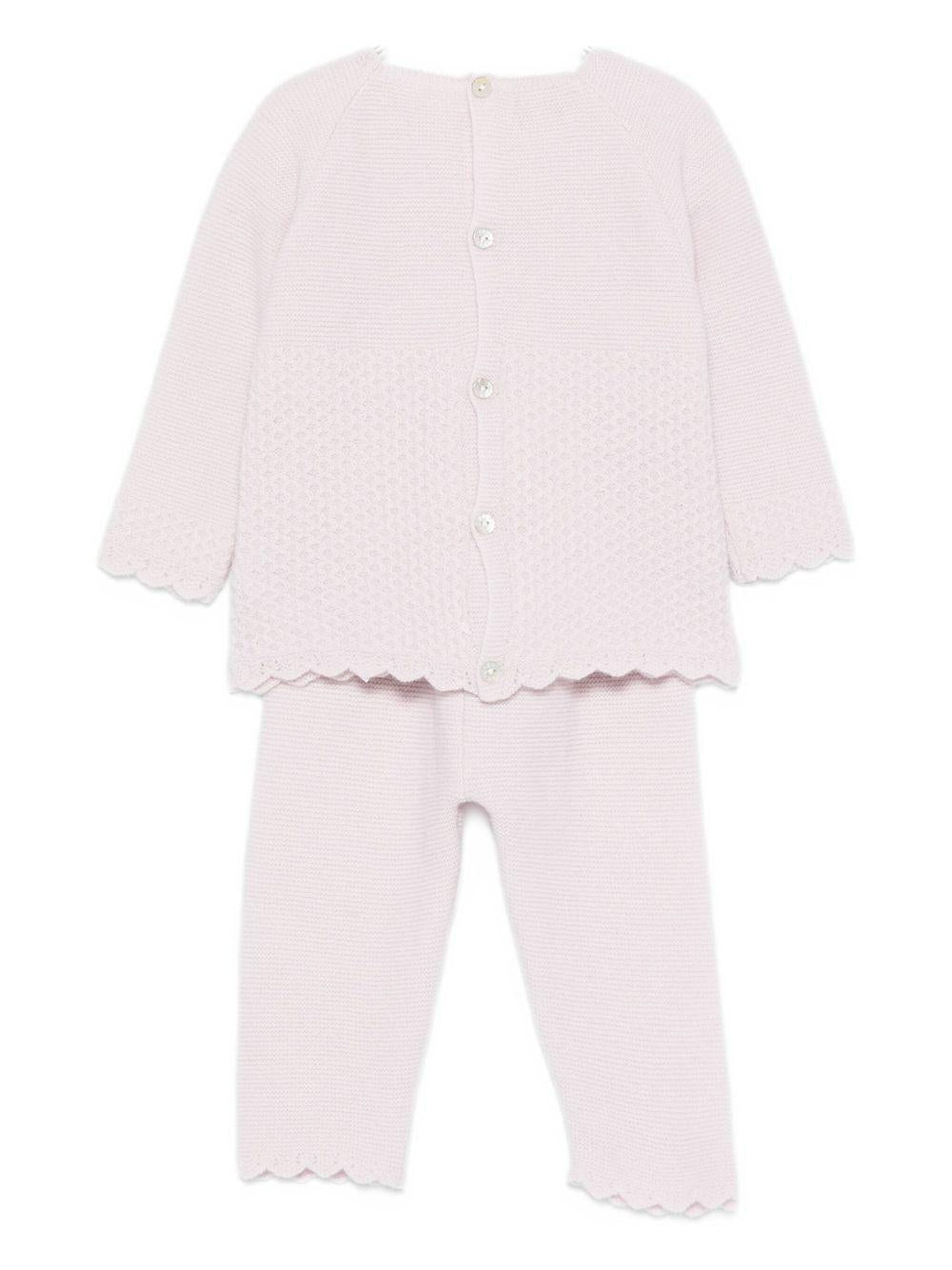 Set maglione e pantaloni per neonata Paz Rodríguez rosa con chiusura con bottoni - Rubino Kids