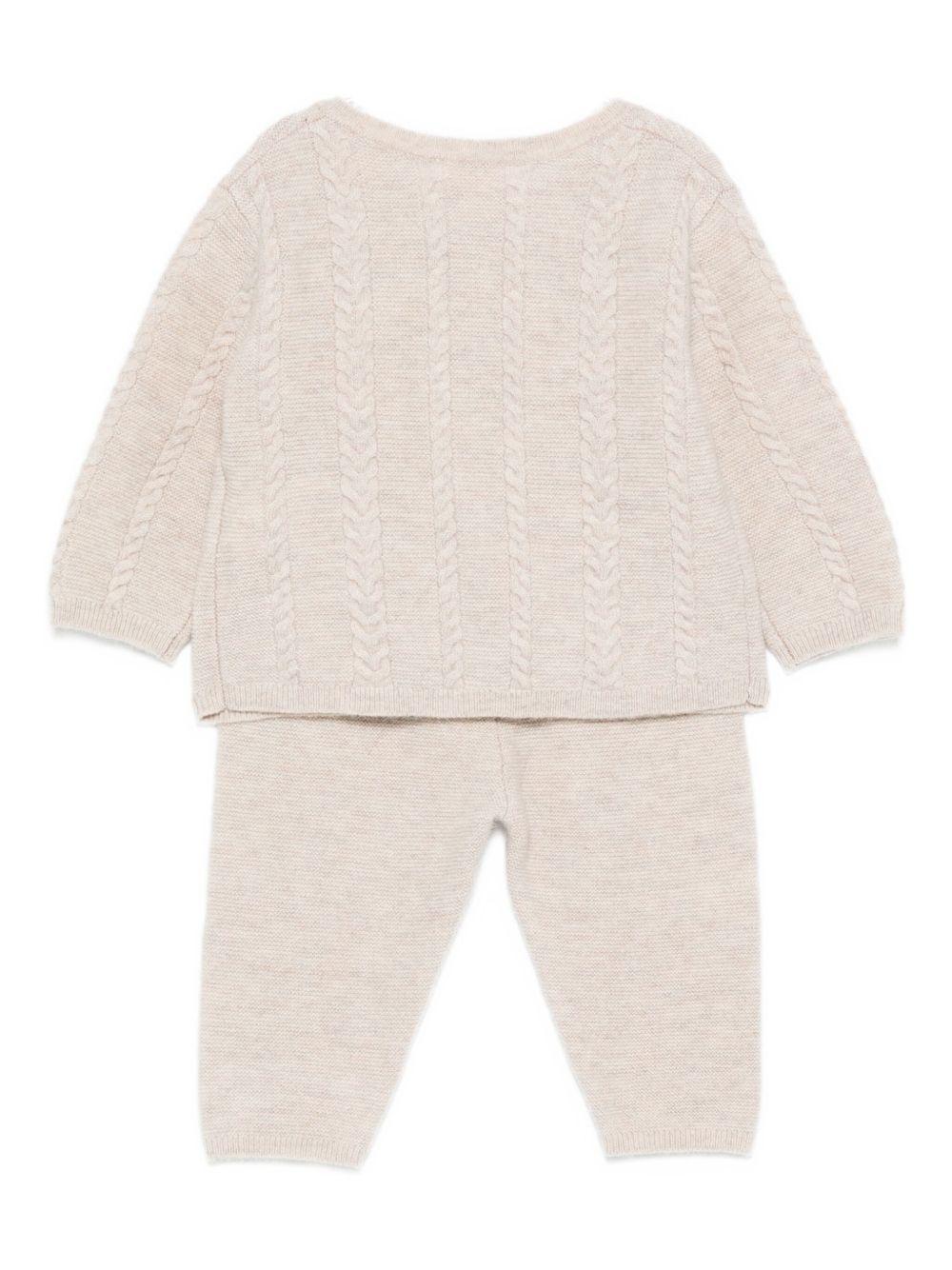 Set maglione e pantaloni per neonata Tartine Et Chocolat beige con orli a coste - Rubino Kids