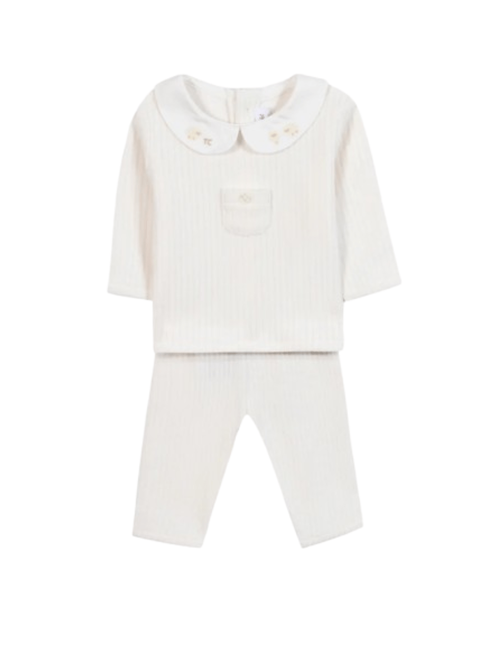 Set maglione e pantaloni per neonata Tartine Et Chocolat bianco con colletto alla Peter Pan - Rubino Kids