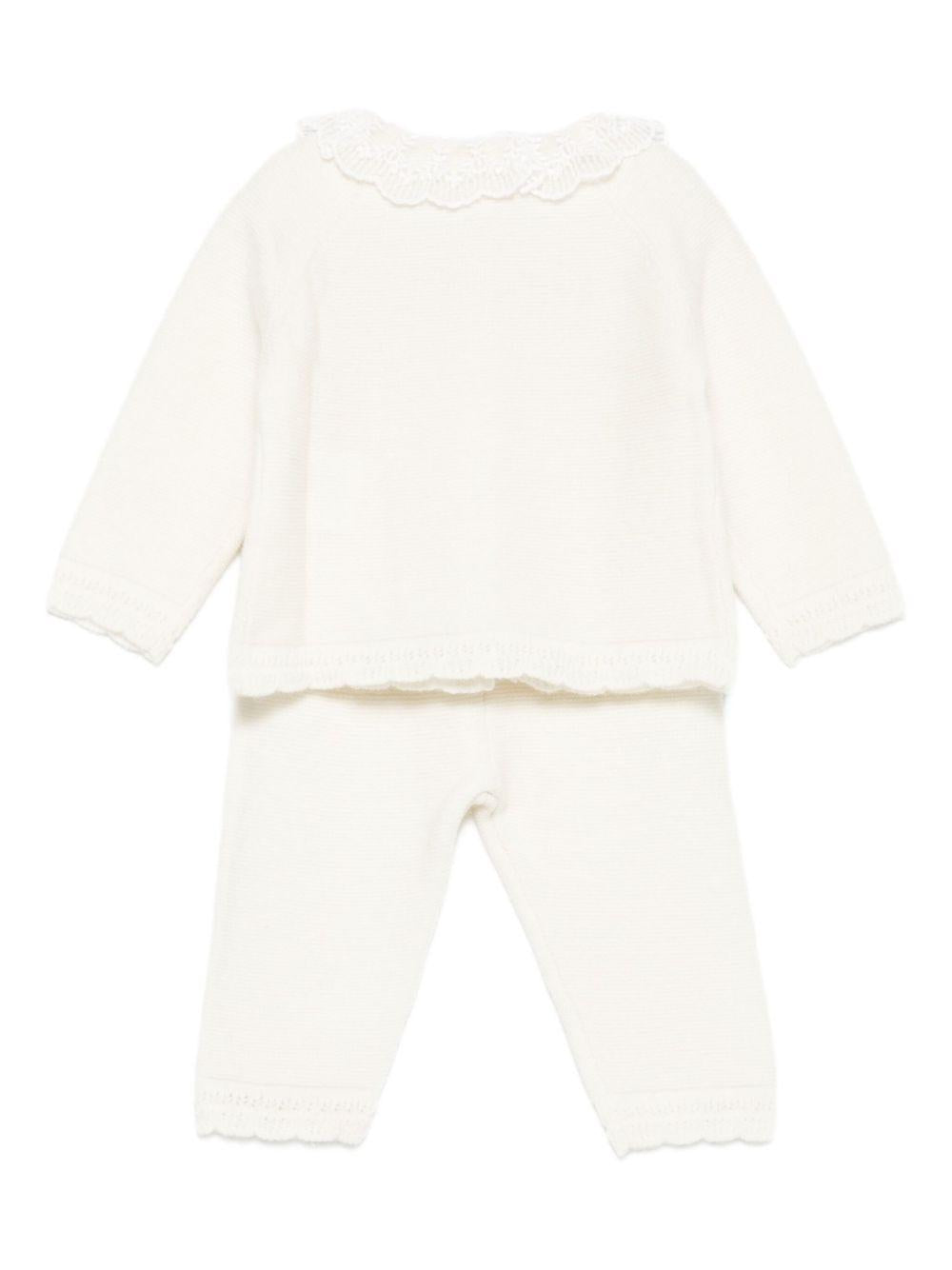 Set maglione e pantaloni per neonata Tartine Et Chocolat bianco con colletto in pizzo - Rubino Kids