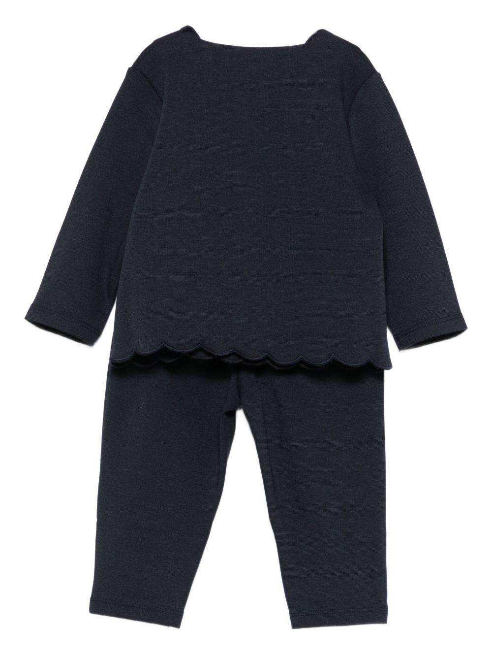 Set maglione e pantaloni per neonata Tartine Et Chocolate blu con bordi smerlati - Rubino Kids