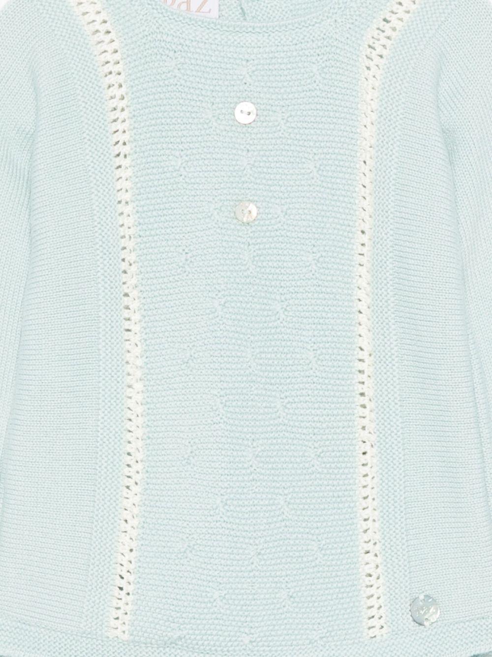 Set maglione e pantaloni per neonato Paz Rodríguez azzurro con bordo in pizzo - Rubino Kids