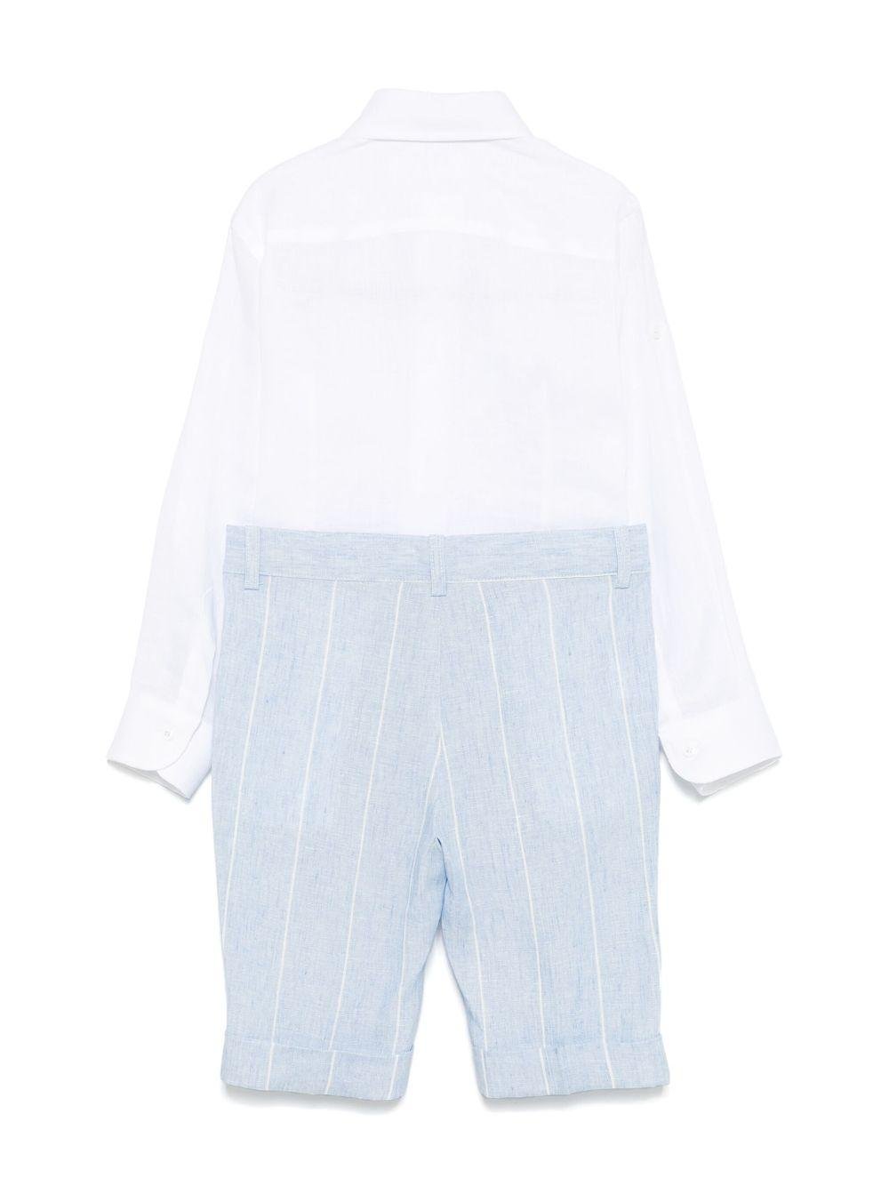 Set pantaloncini e maglietta a righe per bambino Colorichiari bianco con patta frontale - Rubino Kids