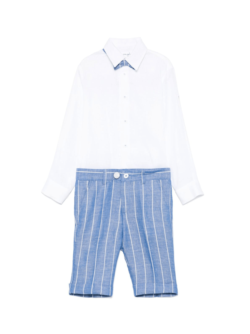 Set pantaloncini e maglietta a righe per bambino Colorichiari bianco con patta frontale - Rubino Kids