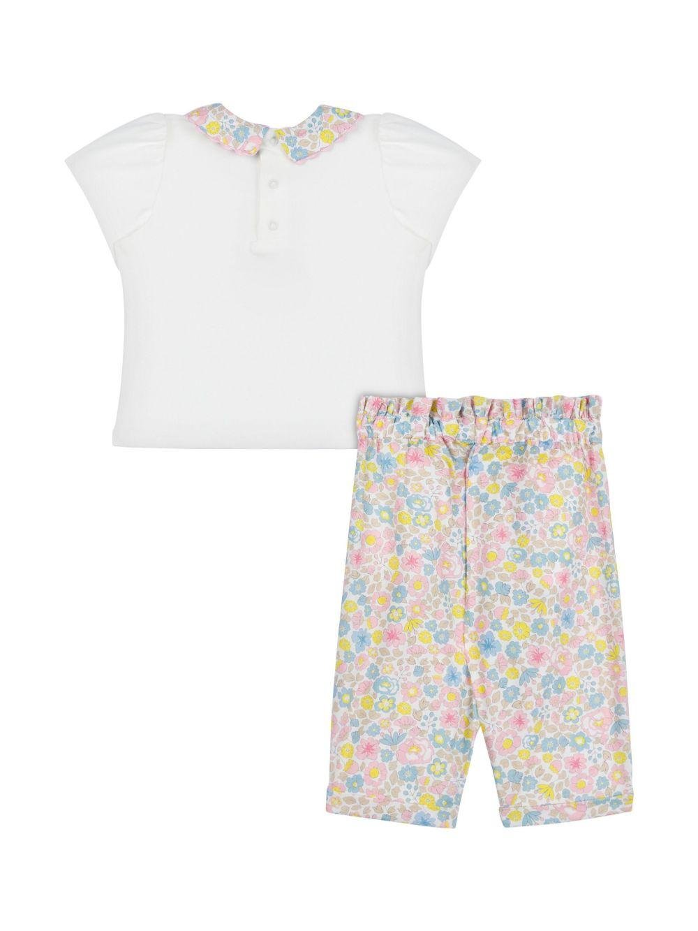 Set pantaloni a fiori per neonato Moschino Kids bianco con girocollo - Rubino Kids