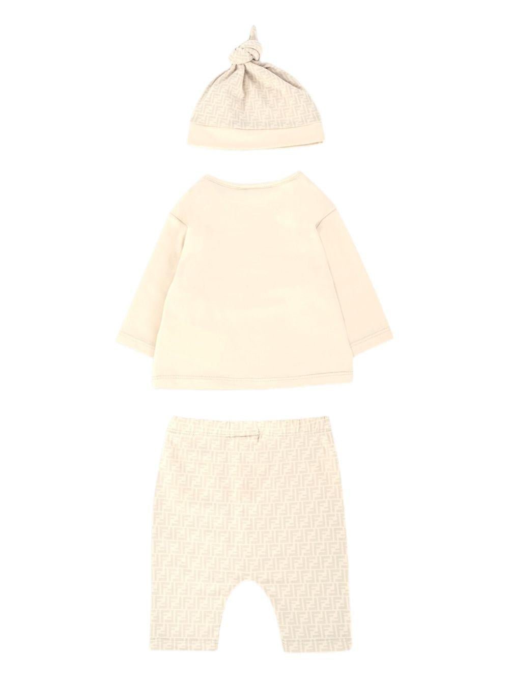 Set per neonati Fendi Kids beige con stampa teddy - Rubino Kids