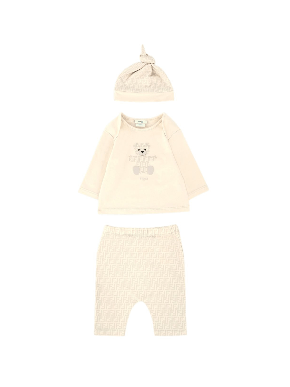 Set per neonati Fendi Kids beige con stampa teddy - Rubino Kids