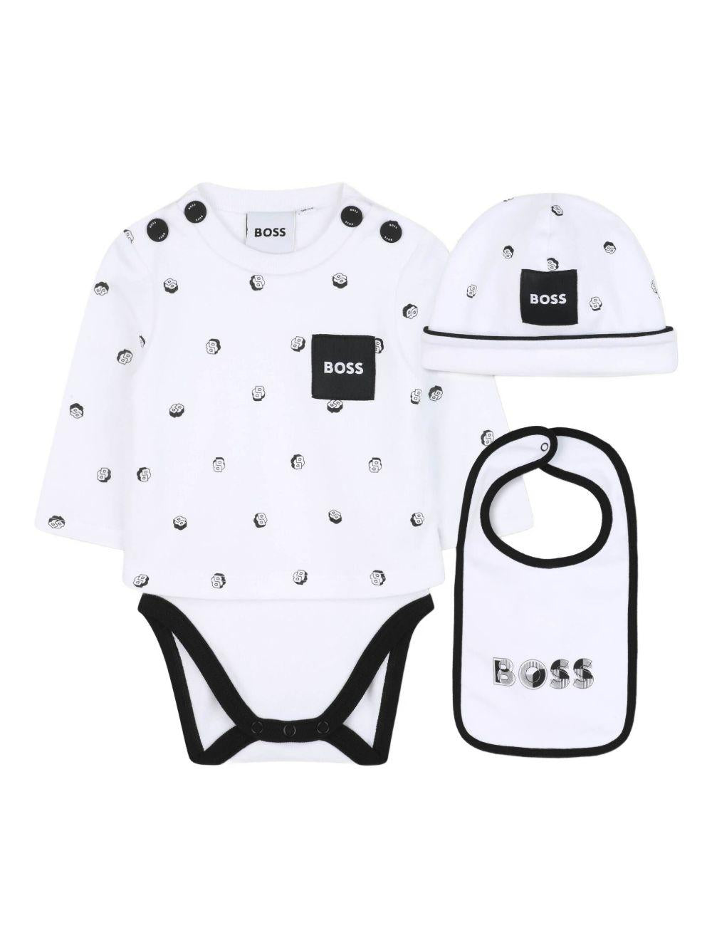 Set per neonato Boss kidswear bianco con stampa logo all - over - Rubino Kids