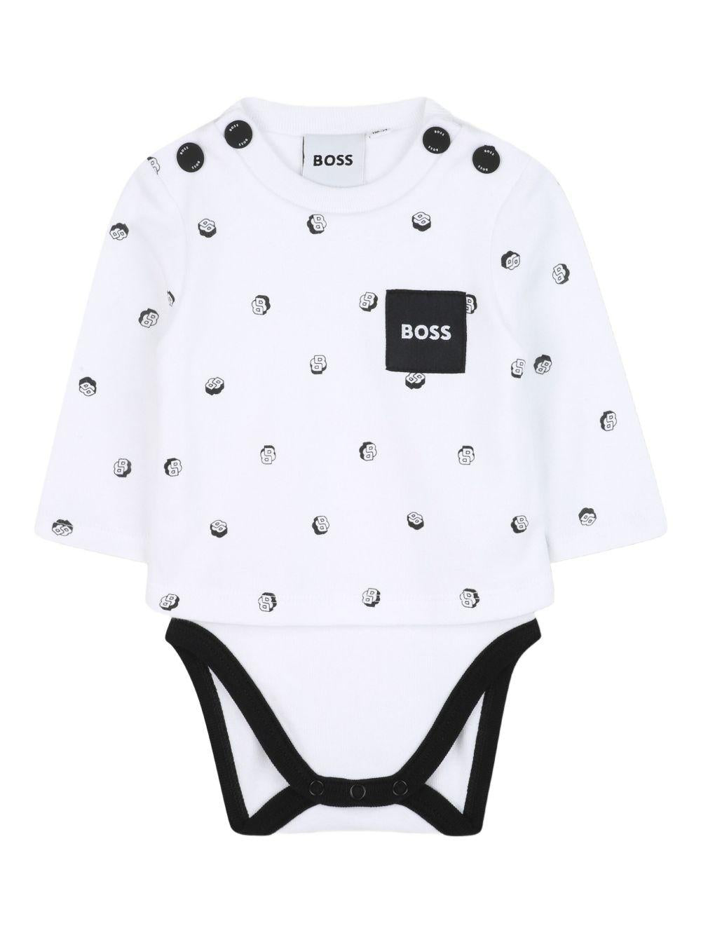 Set per neonato Boss kidswear bianco con stampa logo all - over - Rubino Kids