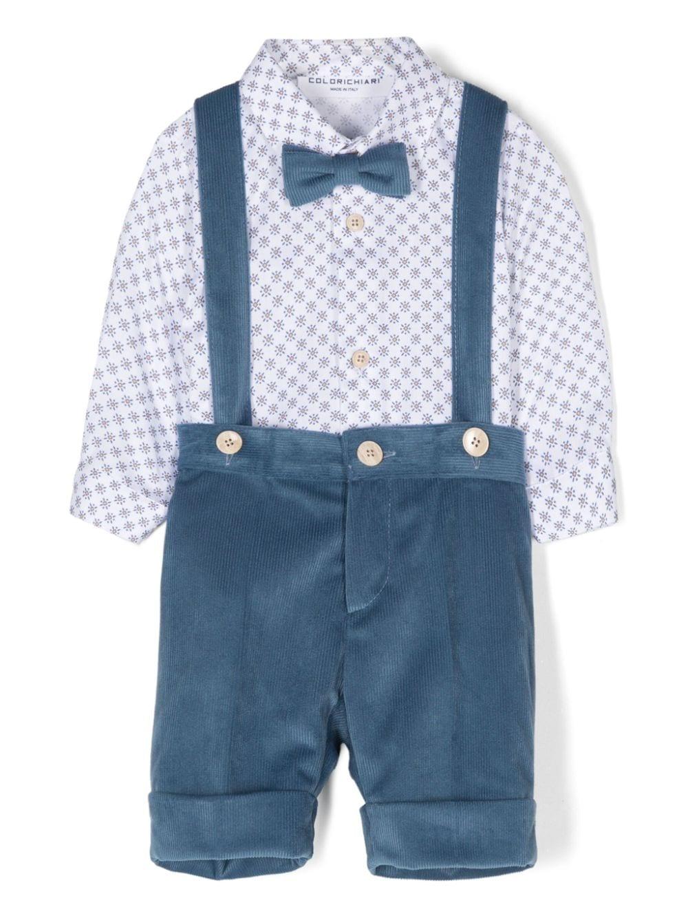 Set shorts con fantasia geometrica per neonato Colorichiari multicolor con maniche lunghe - Rubino Kids