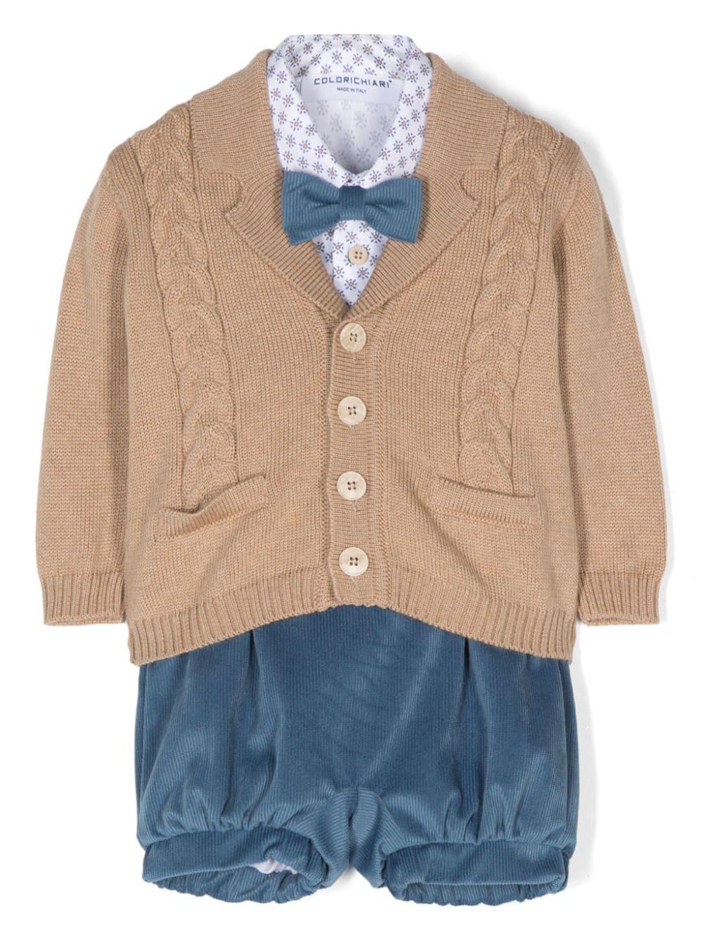 Set shorts con fantasia geometrica per neonato Colorichiari multicolor con orli a coste - Rubino Kids