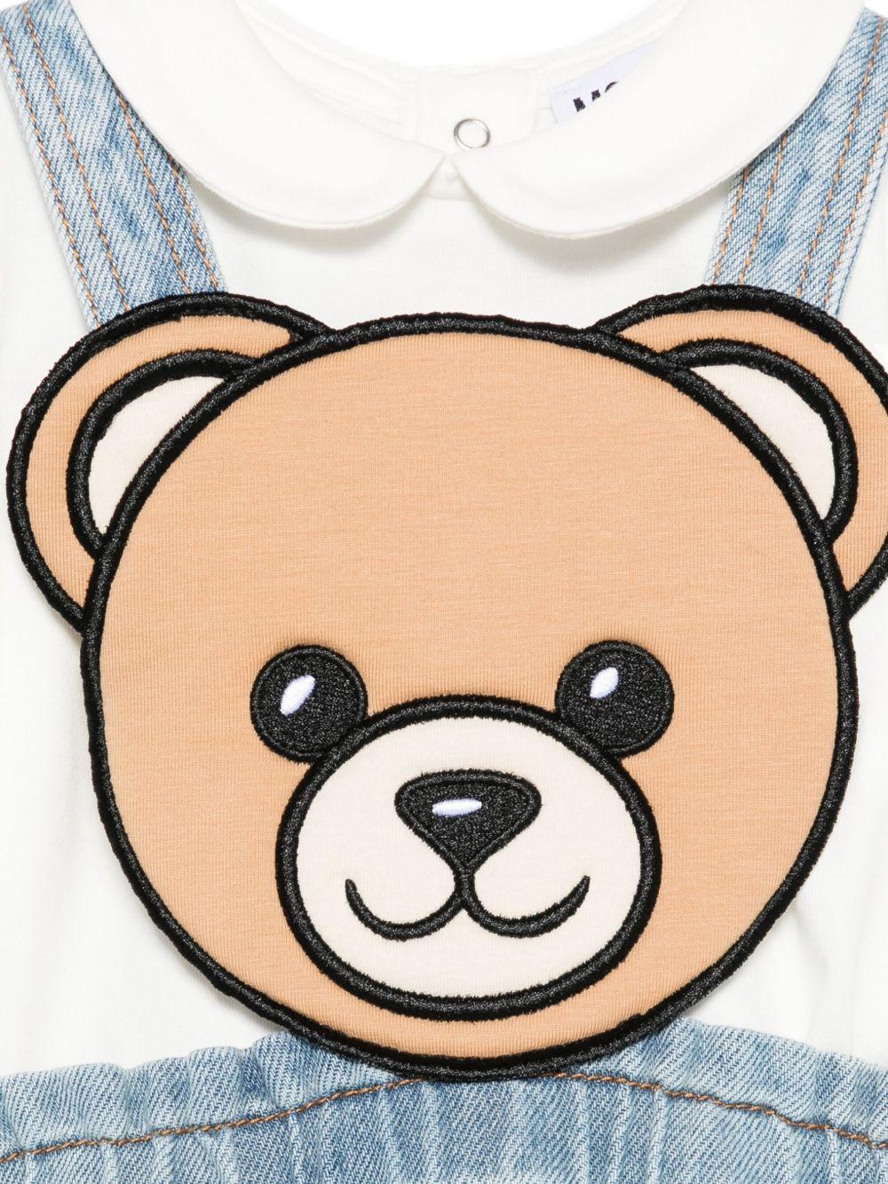 Set t-shirt e gonna per neonata Moschino Kids denim con applicazione Teddy Bear - Rubino Kids