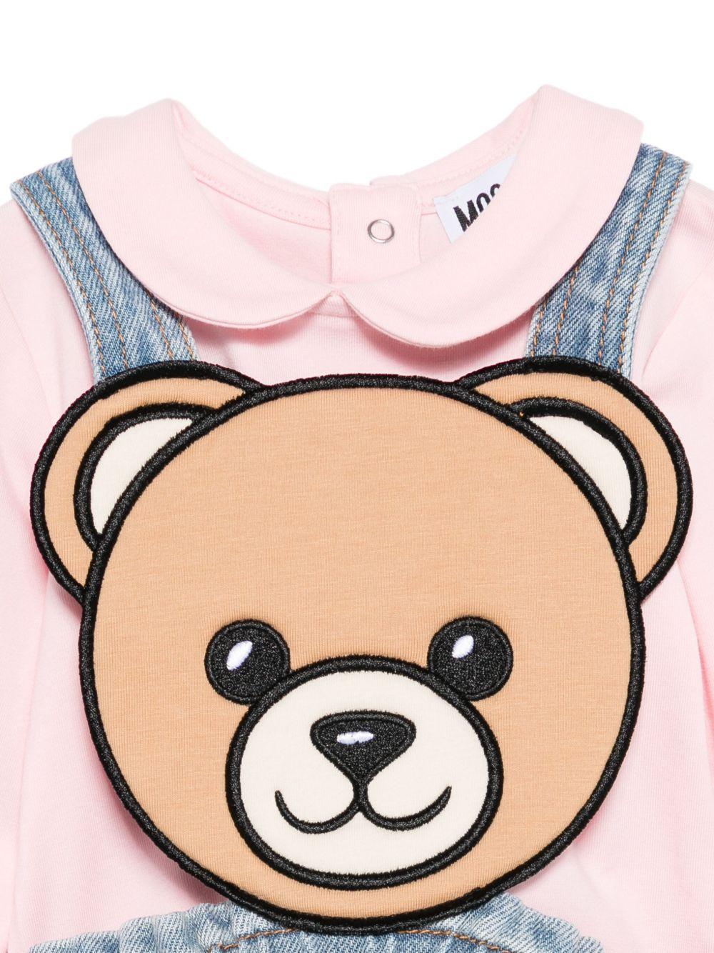 Set t-shirt e gonna per neonata Moschino Kids rosa con applicazione Teddy Bear - Rubino Kids