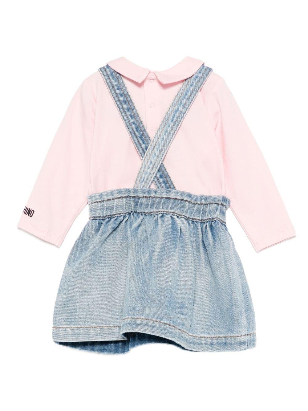 Set t-shirt e gonna per neonata Moschino Kids rosa con applicazione Teddy Bear - Rubino Kids