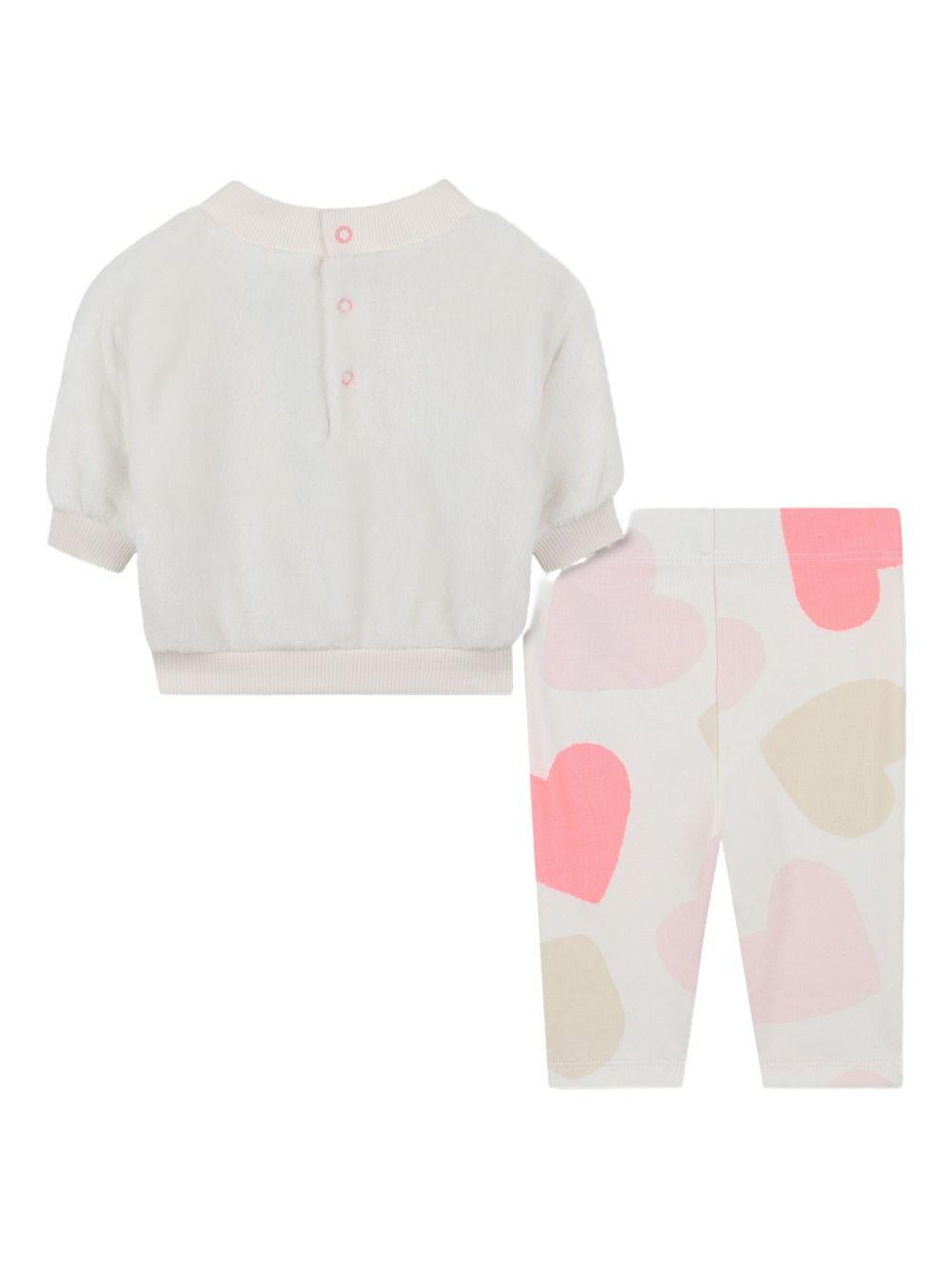 Set T-shirt e pantaloni per neonata Billieblush bianco con stampa a cuori - Rubino Kids