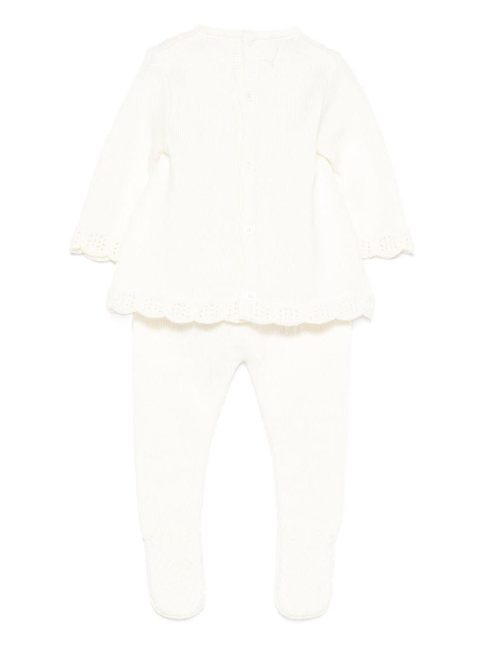 Set t-shirt e pantaloni per neonata Paz Rodríguez bianco con bordi in pizzo - Rubino Kids