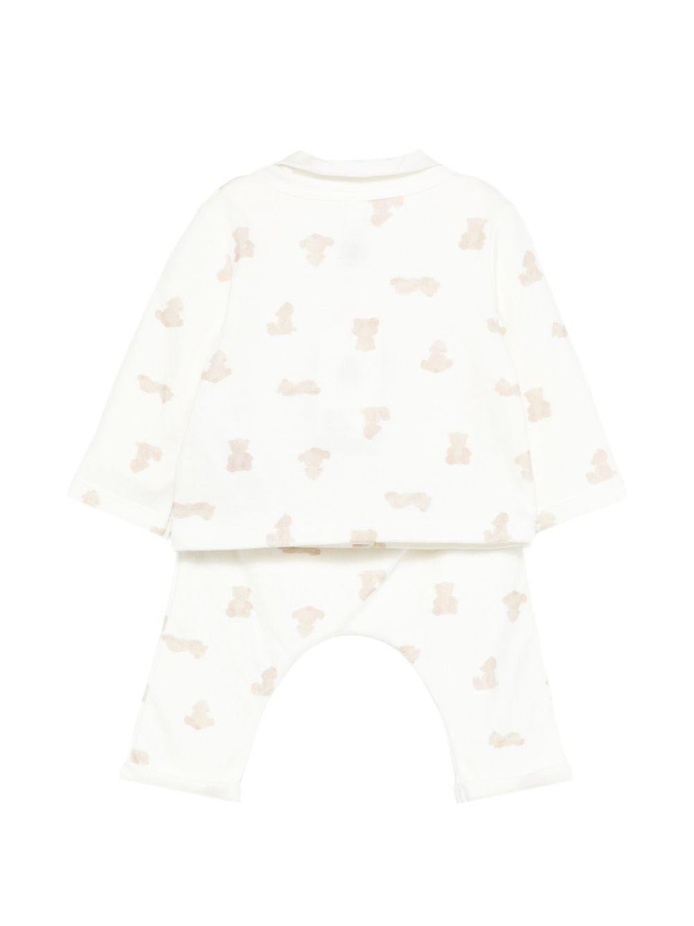 Set t-shirt e pantaloni per neonata Petit Bateau bianco con stampa orsetto all - over - Rubino Kids